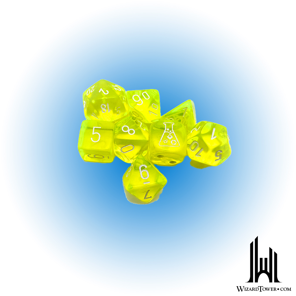 Translucent - 7-Die Set Polyhedral - Neon Yellow / White